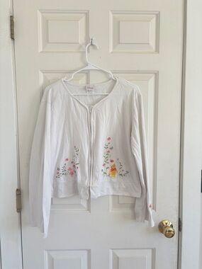 White Disney Winnie the Pooh Embroidered Cardigan